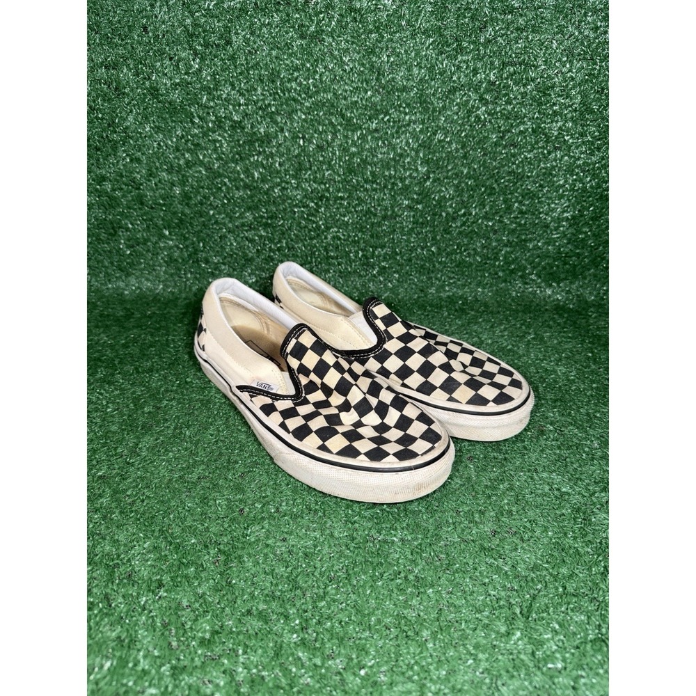 VANS Classic Slip-On Women Size 7.5 Black White Checkerboard Sneakers Skate Shoe - Picture 2 of 9